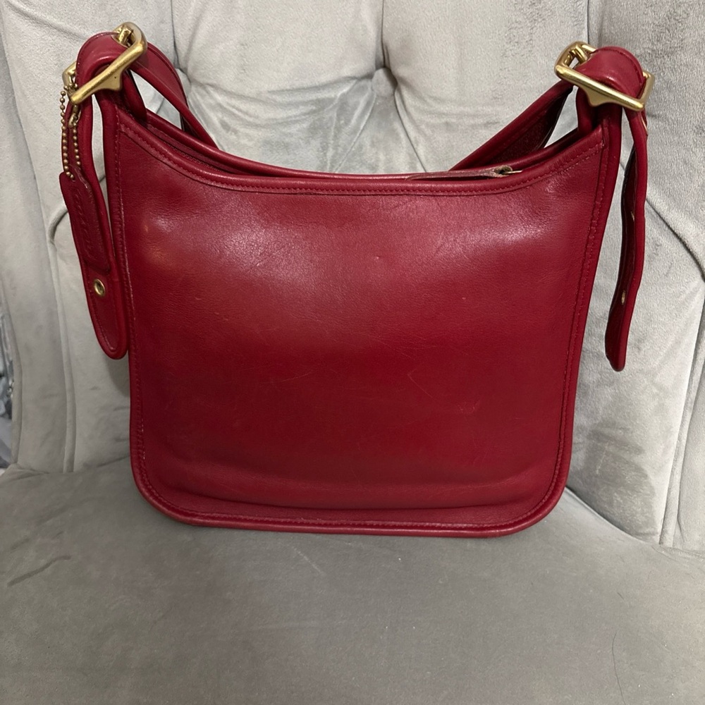 RARE RED Coach Legacy Zip Shoulder Bag 9966 - Picture 2 of 11